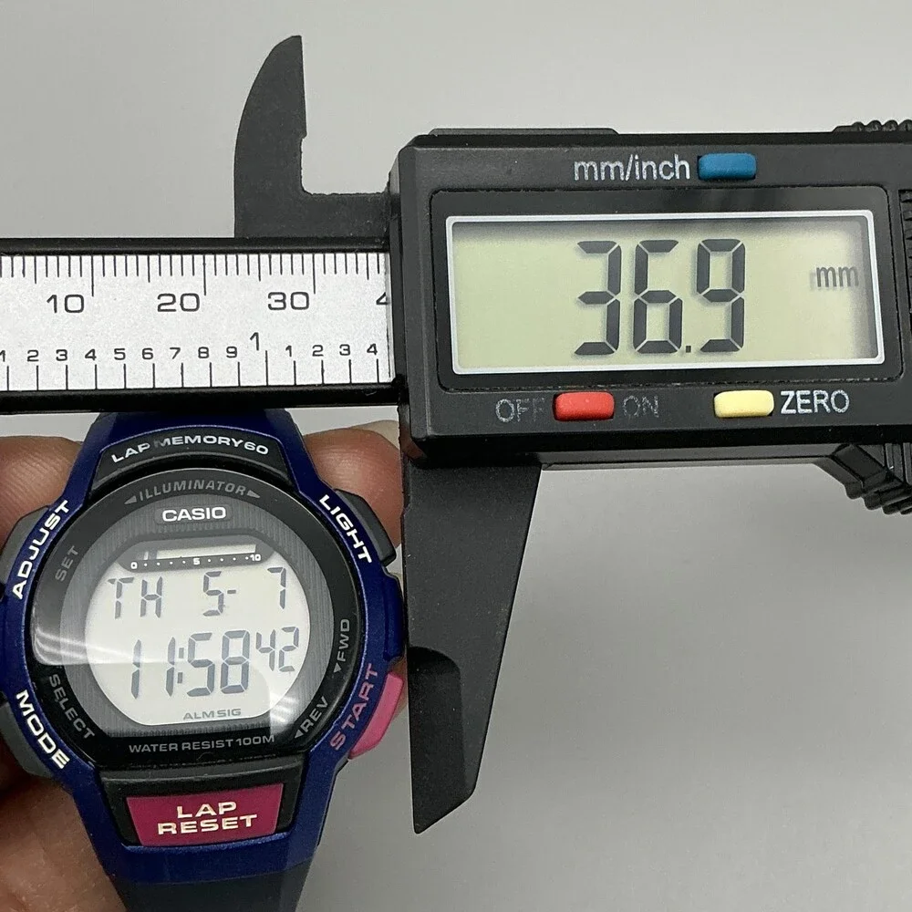 Casio Blue and Black Digital Sport Watch with Pink Accents
